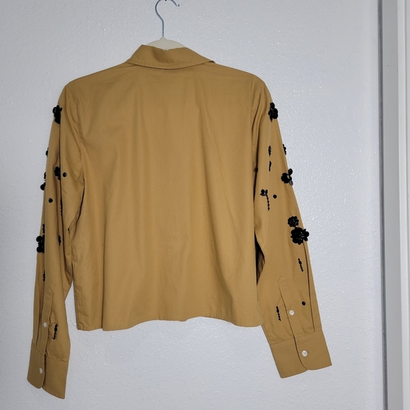 J Crew Sequin-embellished button-up shirt CF451 Size 12 Brown Black - Picture 6 of 11